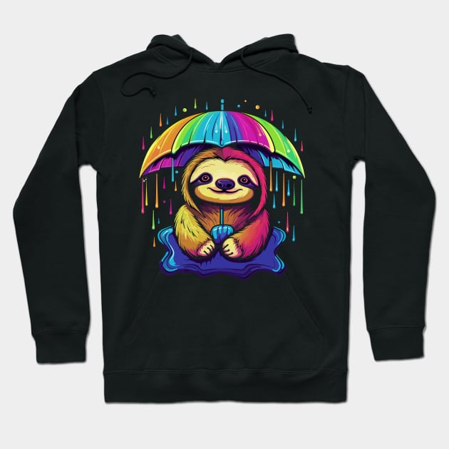 Sloth Rainy Day With Umbrella Hoodie by JH Mart